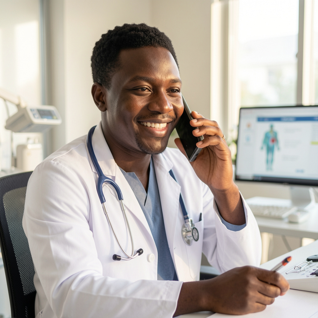 Doctor on phone