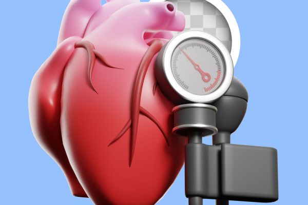 blood pressure monitor with heart. 3d illustration